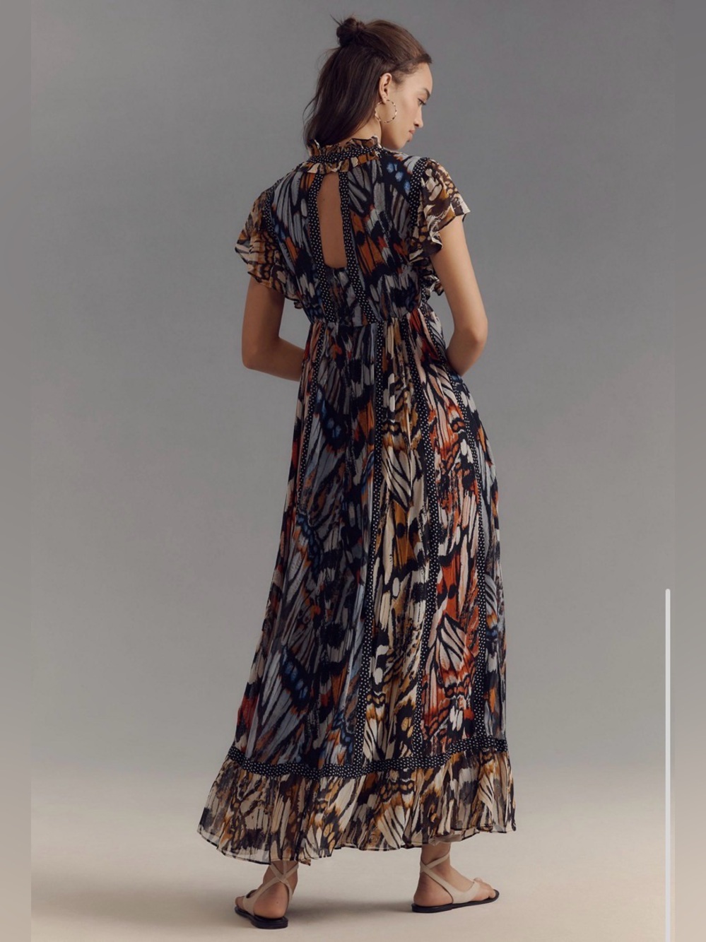 NWOT Anthropologie Maeve butterfly print ruffle sleeved maxi dress - Picture 3 of 16